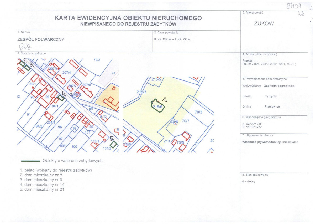 Karta obiektu niewpisanego do rejestru, skan nr 1