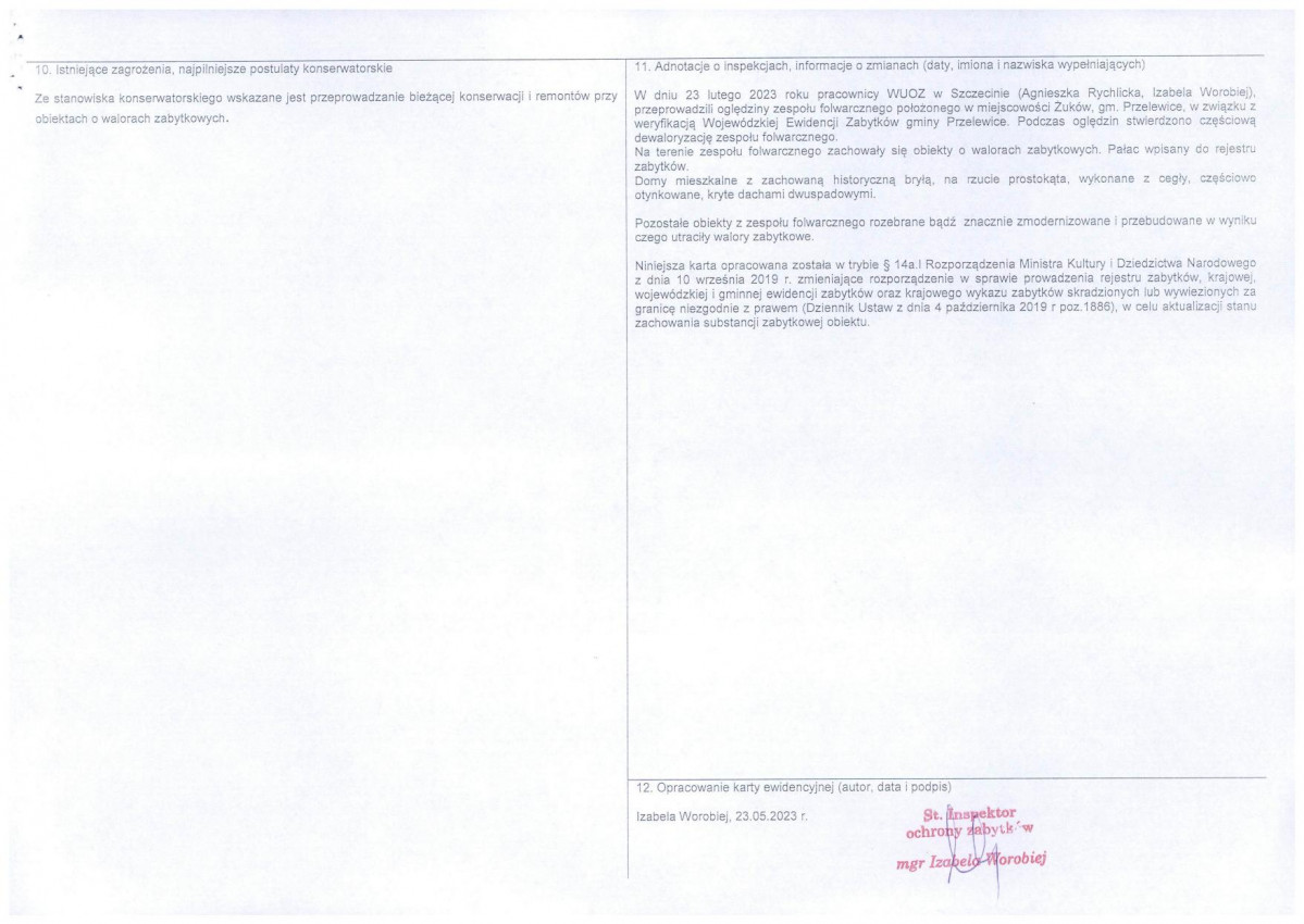 Karta obiektu niewpisanego do rejestru, skan nr 2
