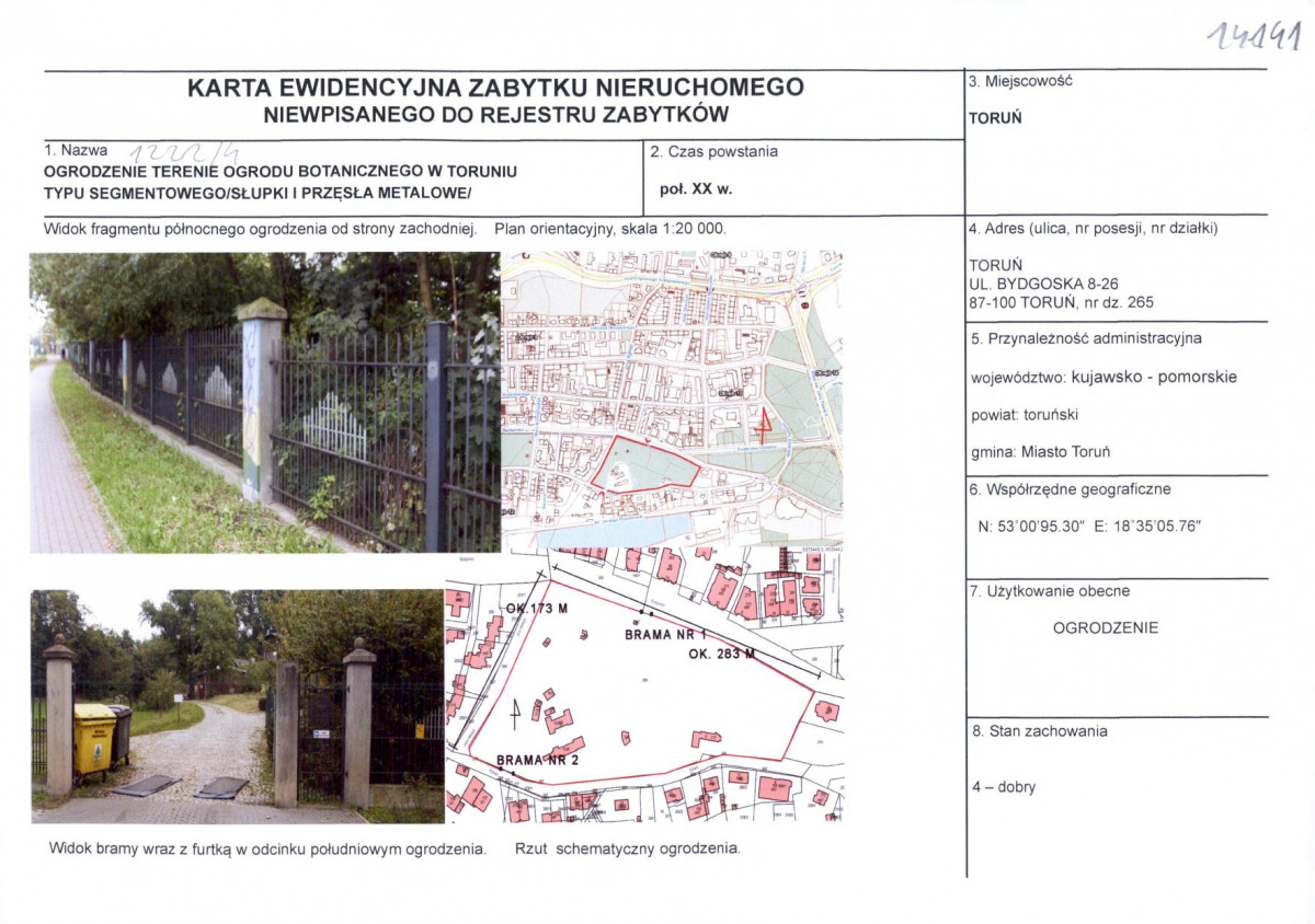 Karta obiektu niewpisanego do rejestru, skan nr 1