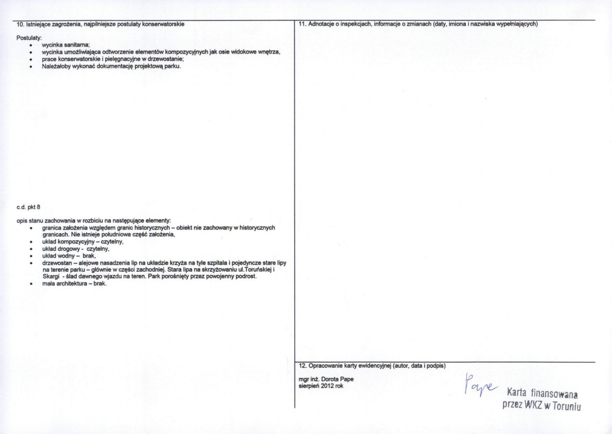 Karta obiektu niewpisanego do rejestru, skan nr 2