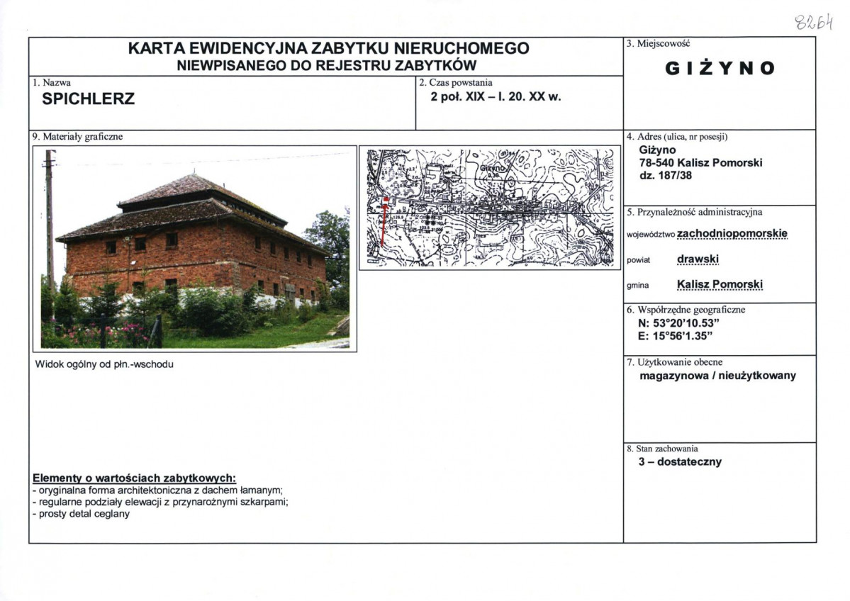 Karta obiektu niewpisanego do rejestru, skan nr 1
