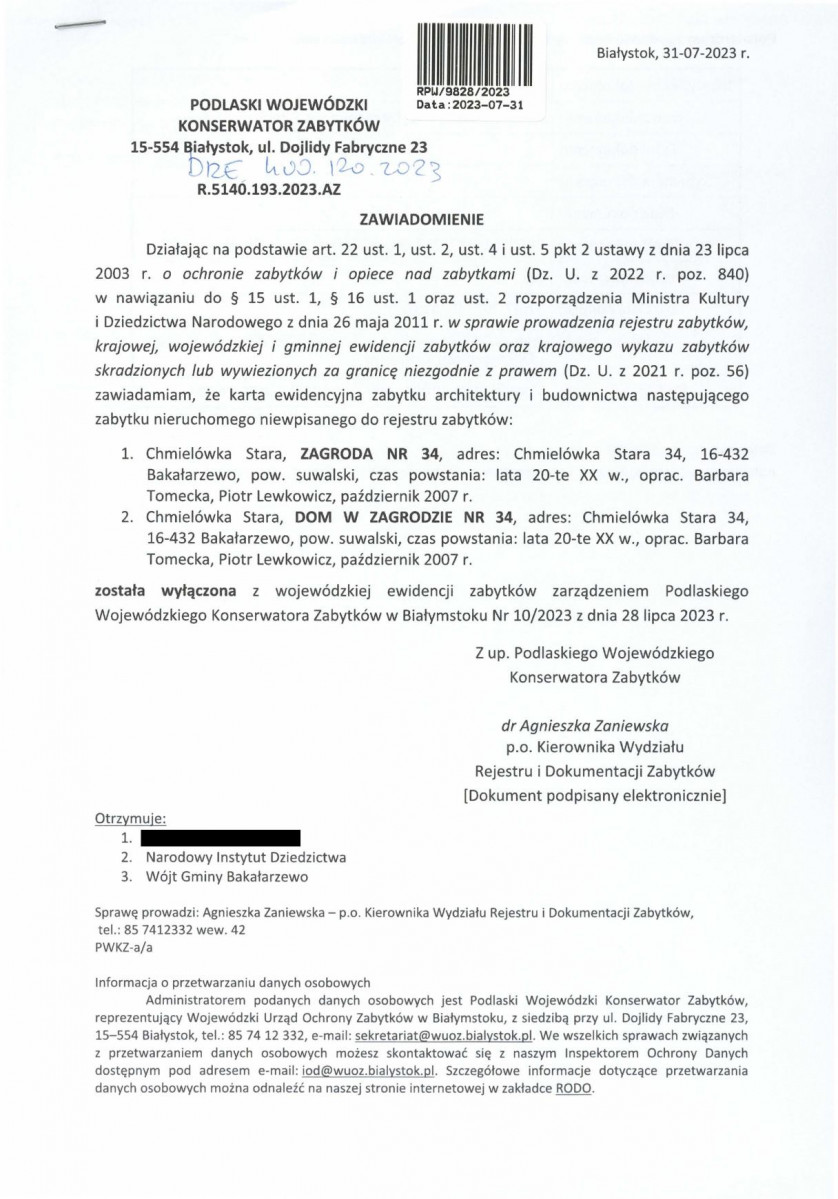 wyl - Wyłączenie z ewidencji, skan nr 1