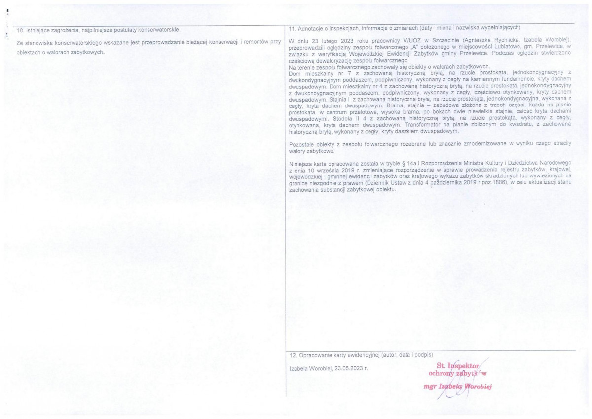 Karta obiektu niewpisanego do rejestru, skan nr 2