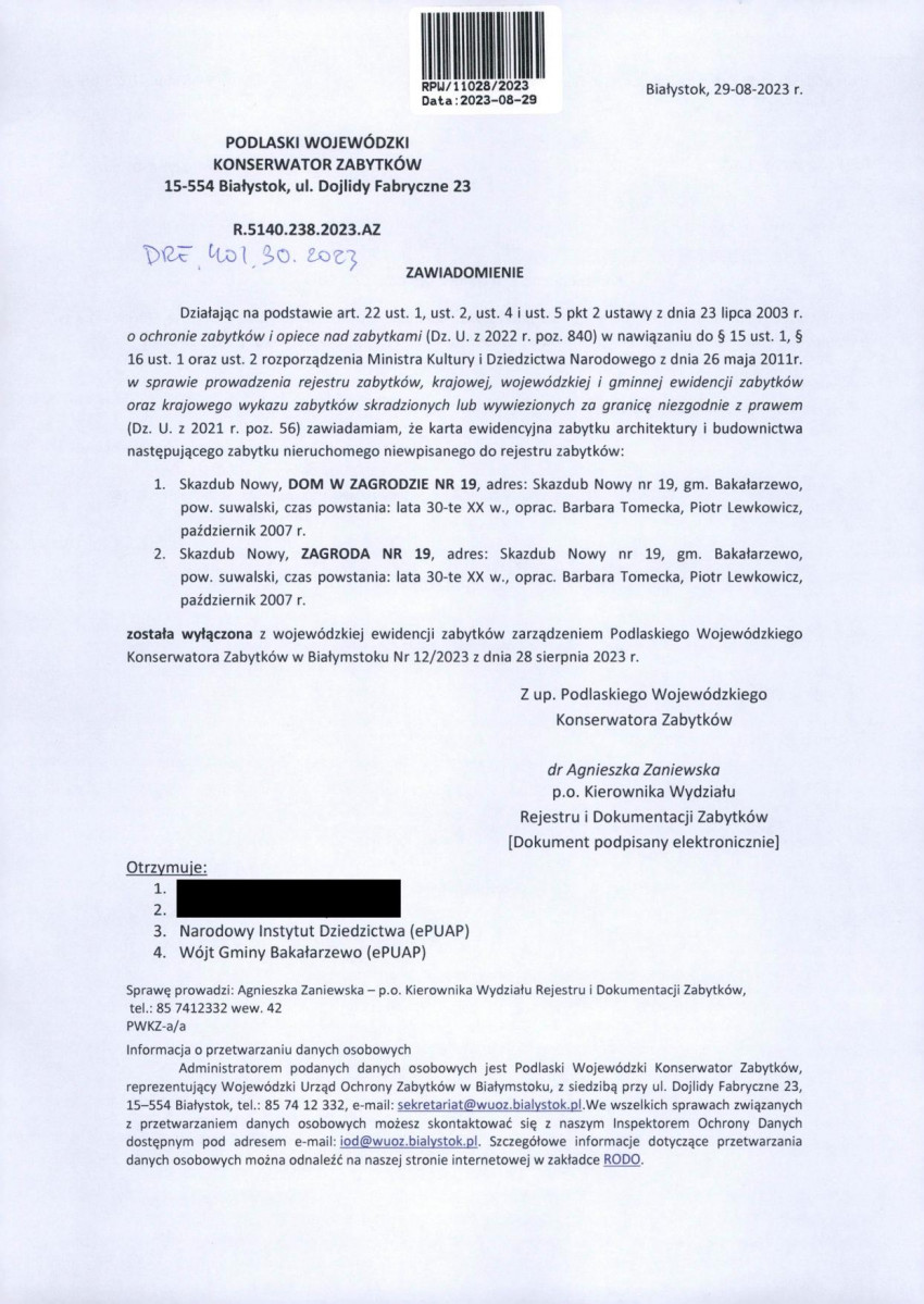 wyl - Wyłączenie z ewidencji, skan nr 1