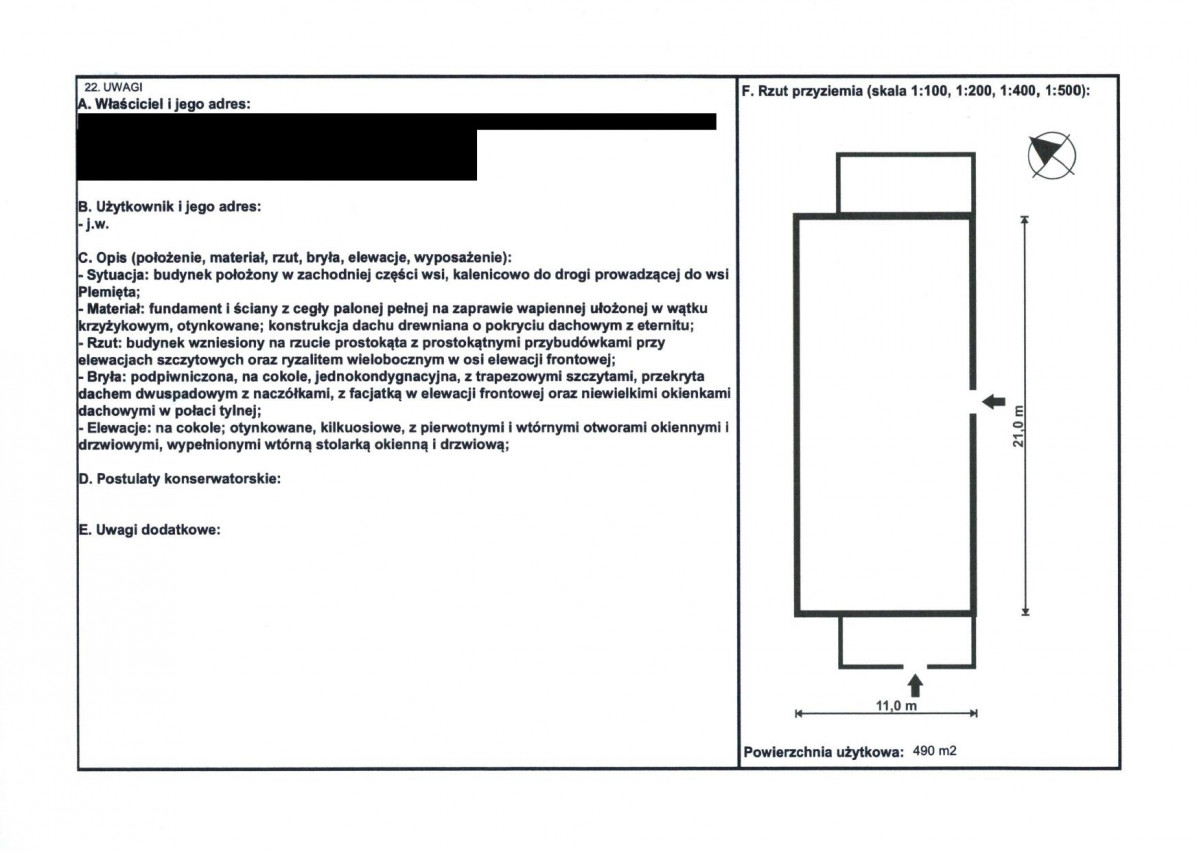 KEZN - Karta obiektu niewpisanego do rejestru, skan nr 2