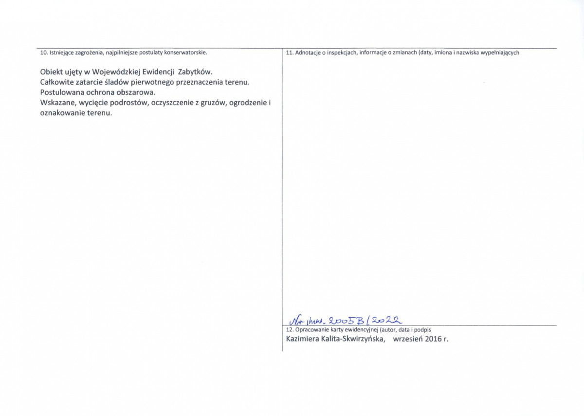 Karta obiektu niewpisanego do rejestru, skan nr 2