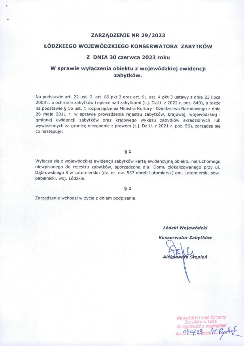 wyl - Wyłączenie z ewidencji, skan nr 2