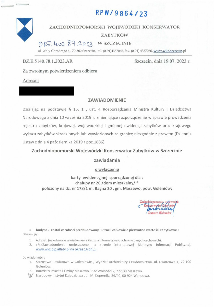 wyl - Wyłączenie z ewidencji, skan nr 1