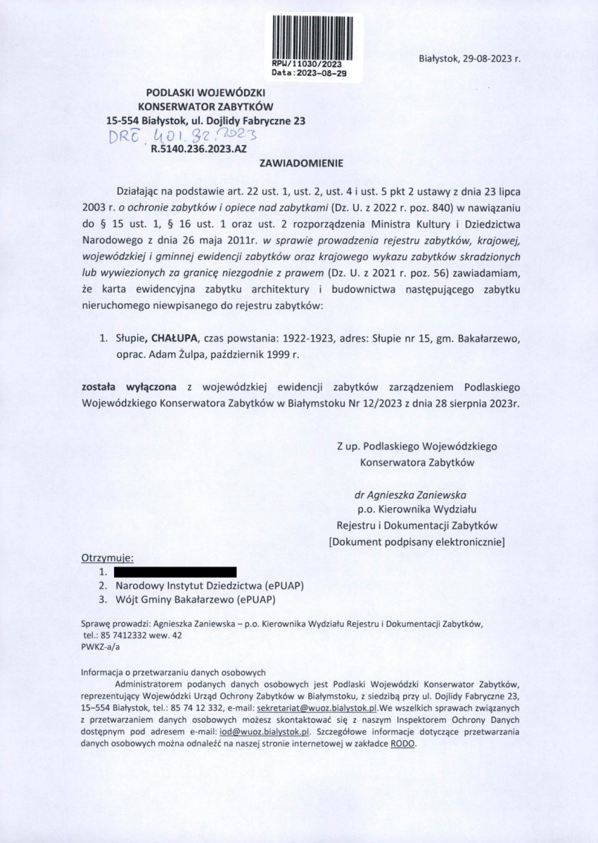 wyl - Wyłączenie z ewidencji, skan nr 1