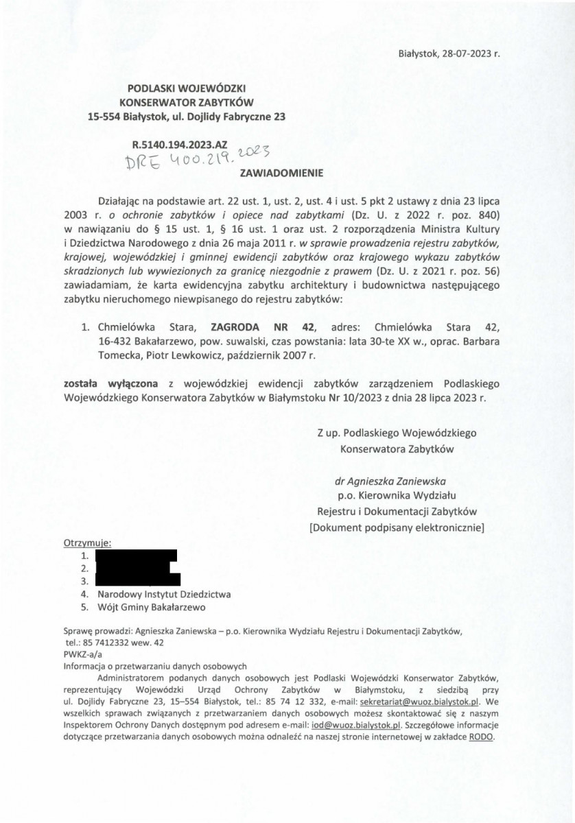 wyl - Wyłączenie z ewidencji, skan nr 1