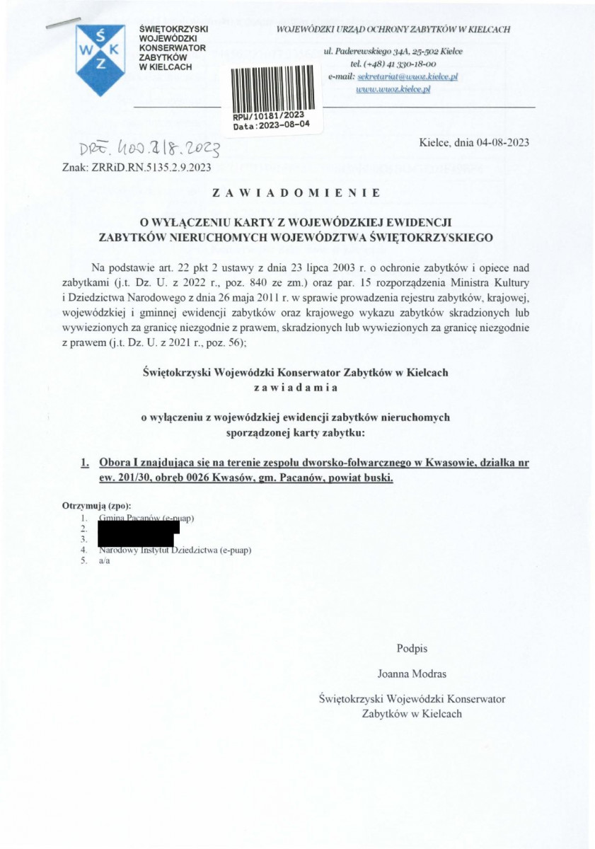 wyl - Wyłączenie z ewidencji, skan nr 1