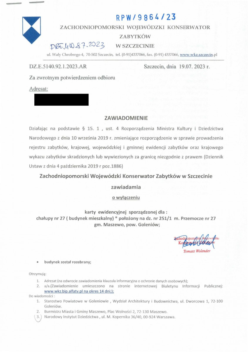 wyl - Wyłączenie z ewidencji, skan nr 1