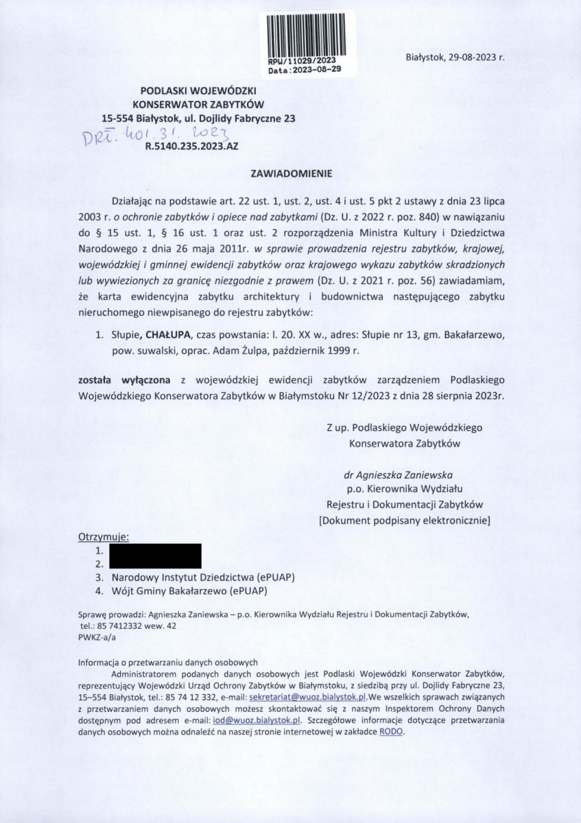 wyl - Wyłączenie z ewidencji, skan nr 1
