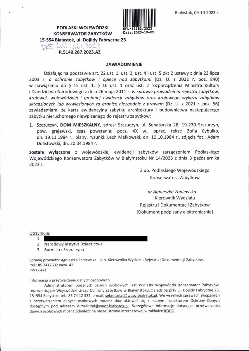 wyl - Wyłączenie z ewidencji, skan nr 1