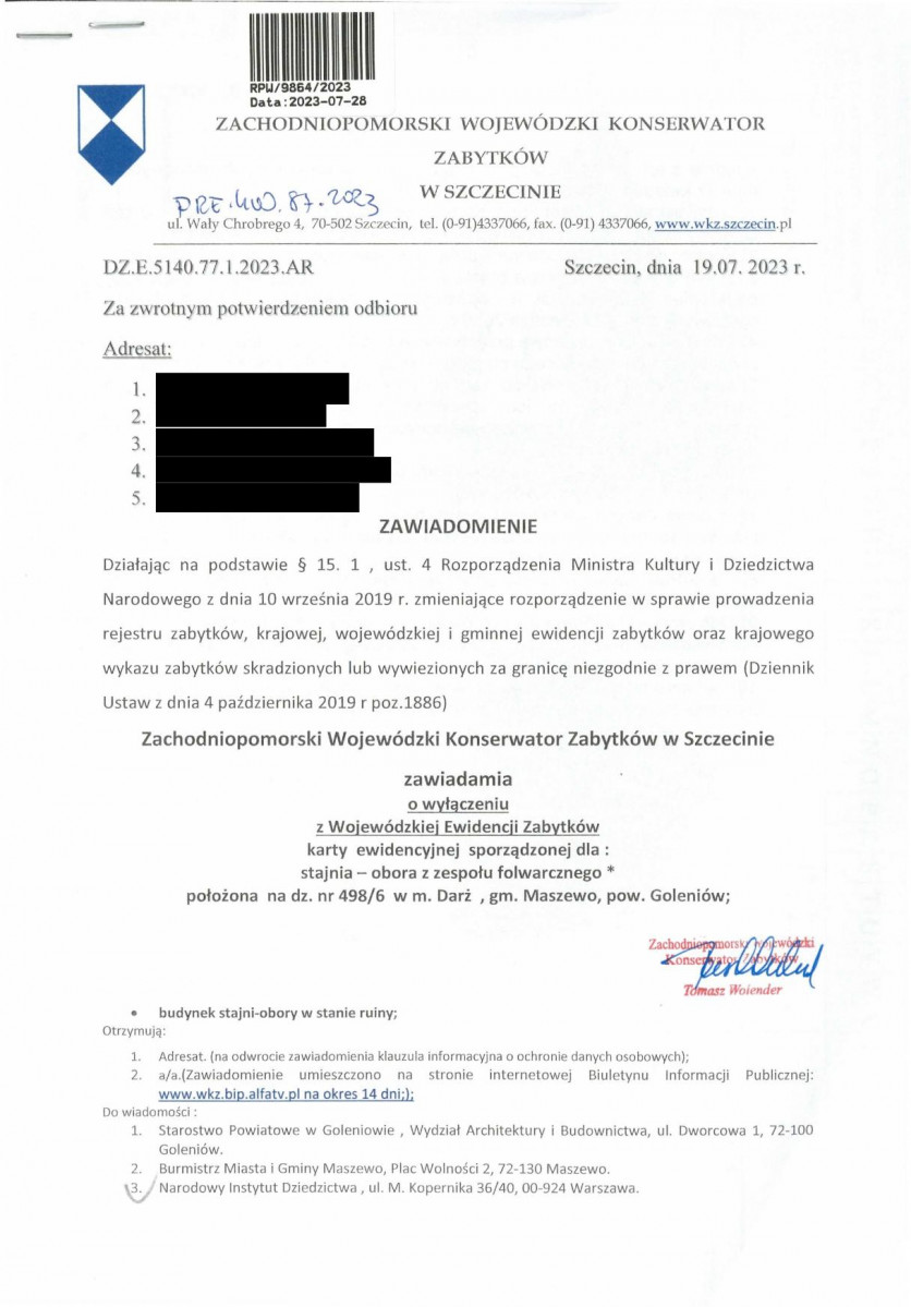 wyl - Wyłączenie z ewidencji, skan nr 1