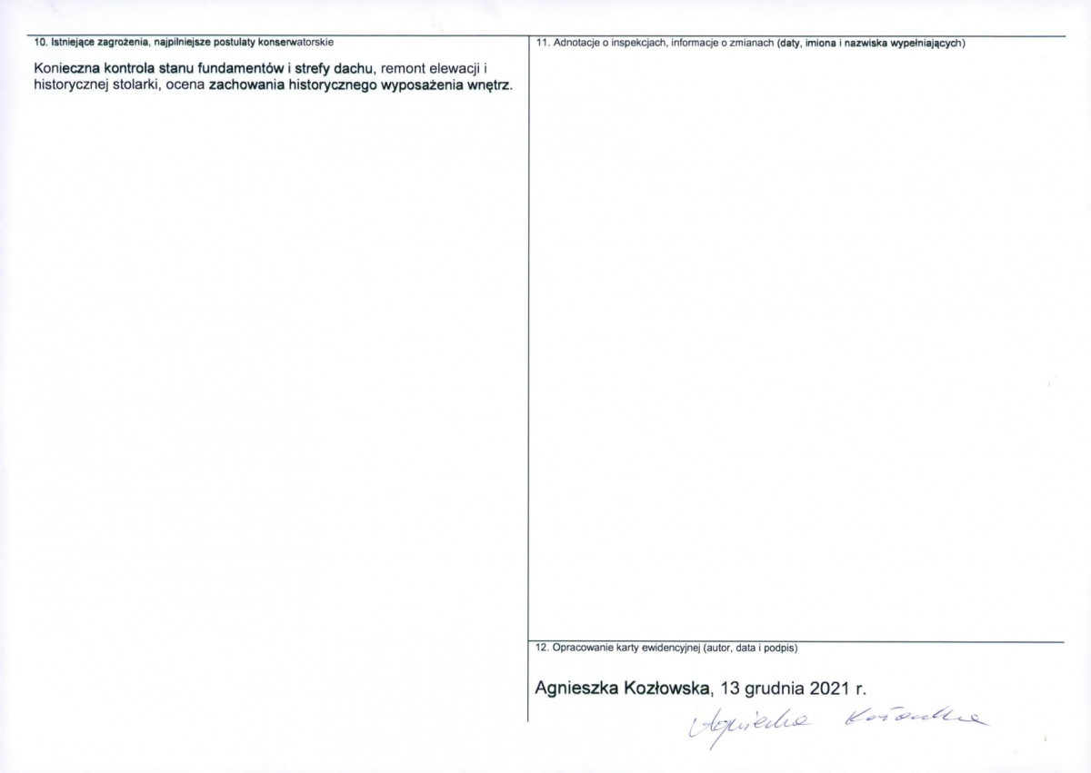 Karta obiektu niewpisanego do rejestru, skan nr 2