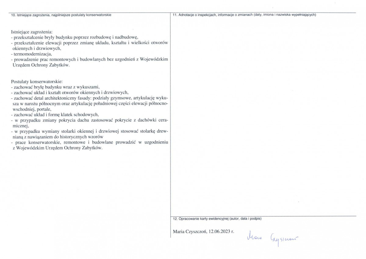 Karta obiektu niewpisanego do rejestru, skan nr 2