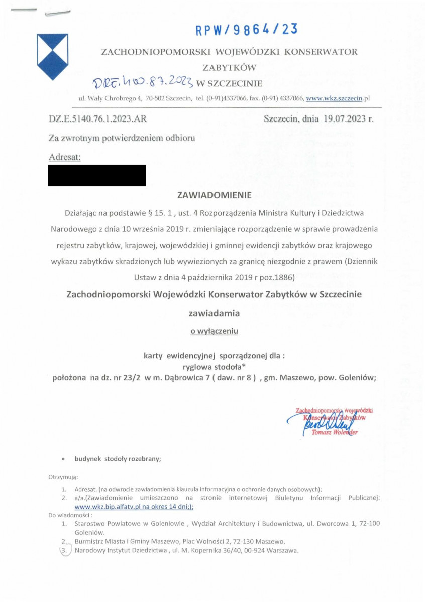 wyl - Wyłączenie z ewidencji, skan nr 1