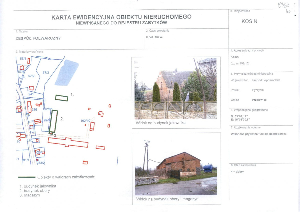 Karta obiektu niewpisanego do rejestru, skan nr 1