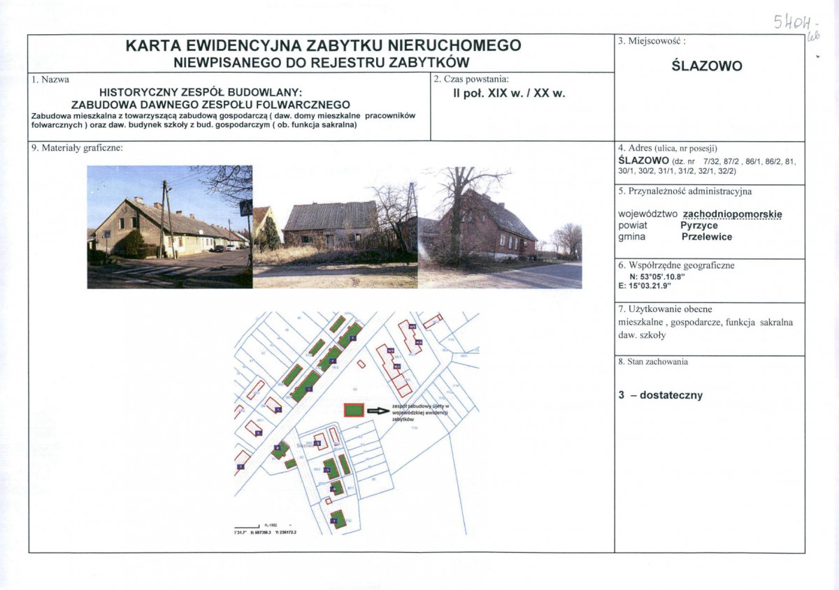 Karta obiektu niewpisanego do rejestru, skan nr 1