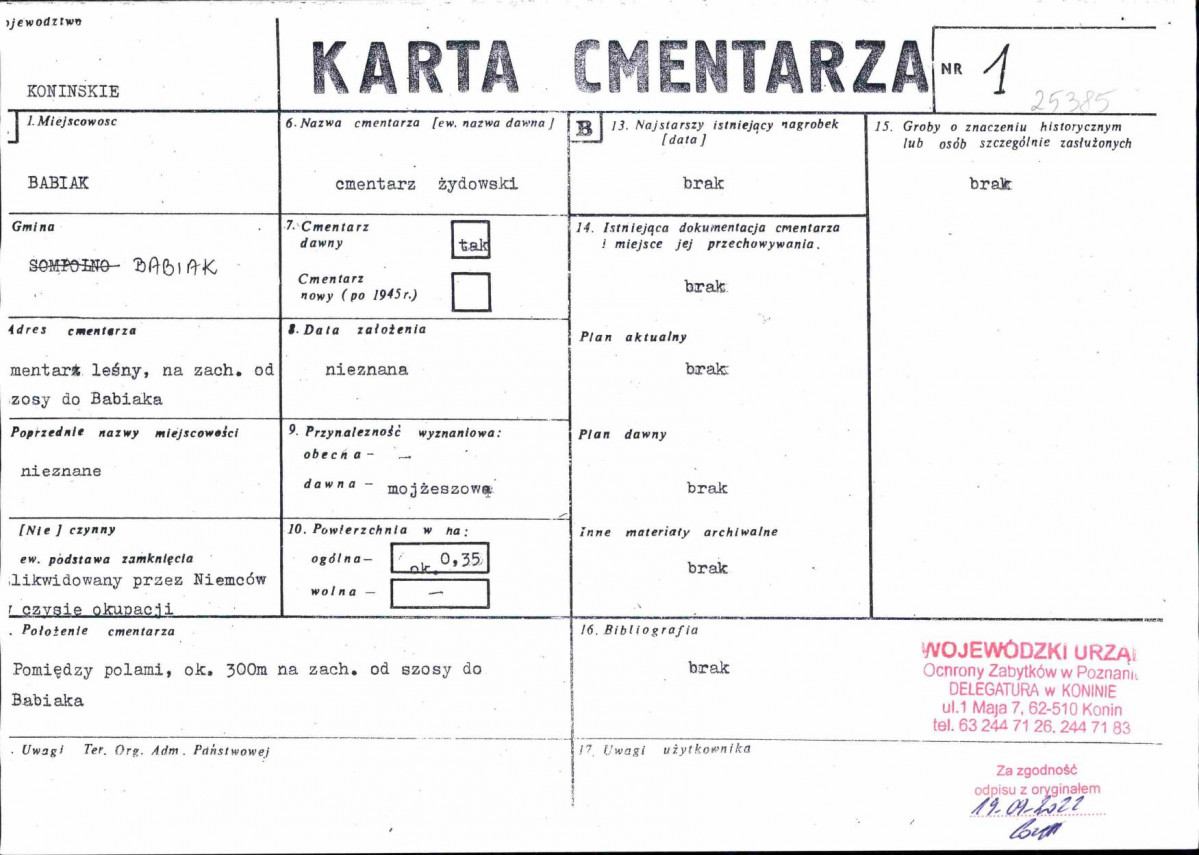 KC - Karta cmentarza, skan nr 1