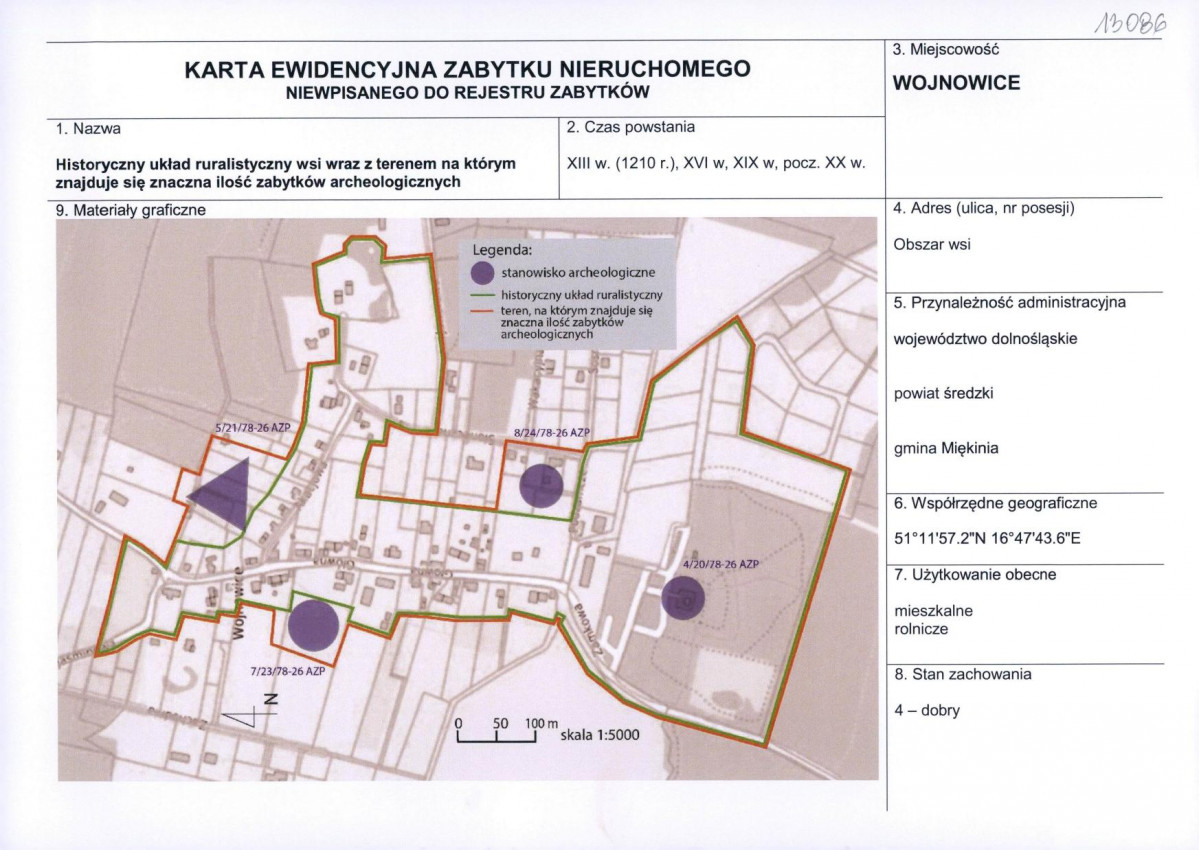 Karta obiektu niewpisanego do rejestru, skan nr 1