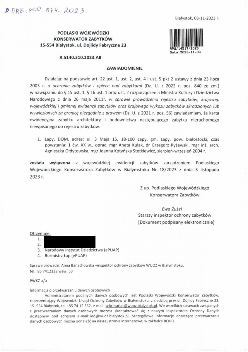 wyl - Wyłączenie z ewidencji, skan nr 1