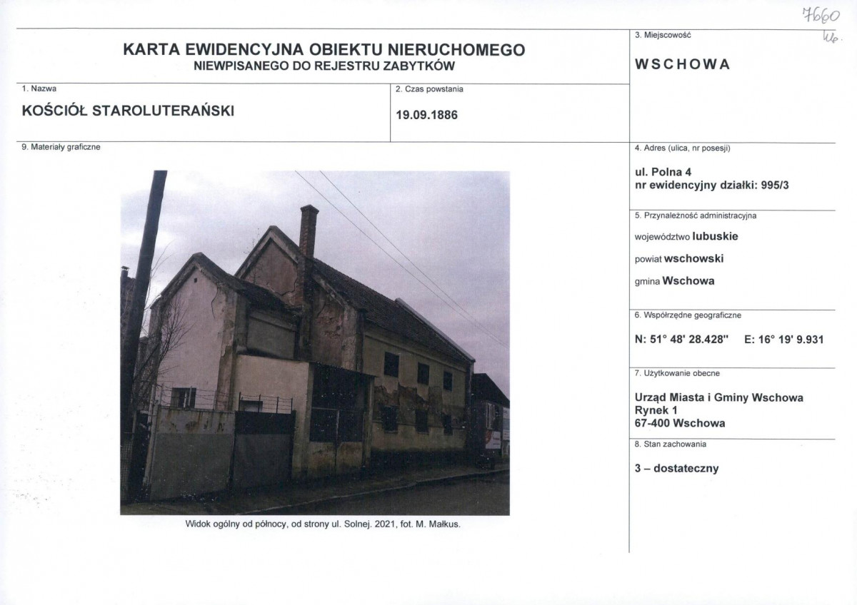 KEZN - Karta obiektu niewpisanego do rejestru, skan nr 1