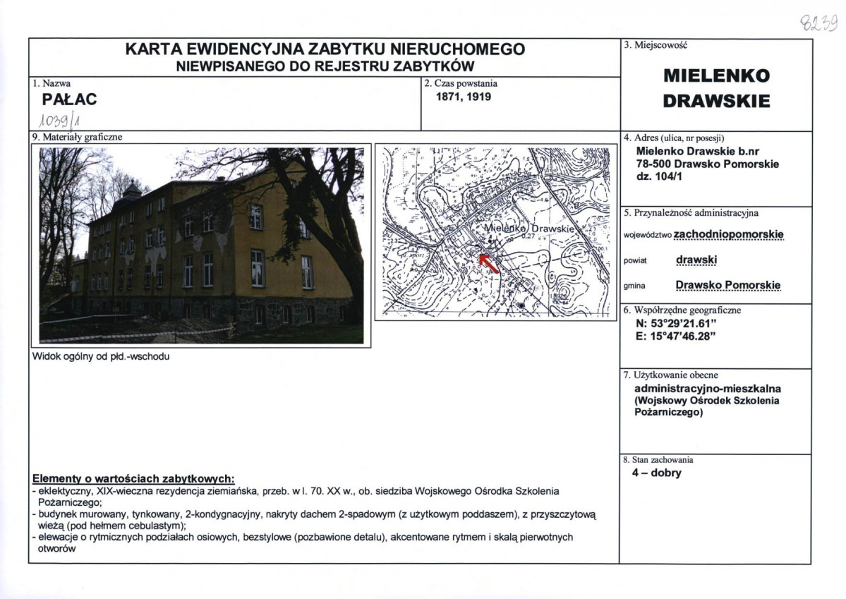 Karta obiektu niewpisanego do rejestru, skan nr 1