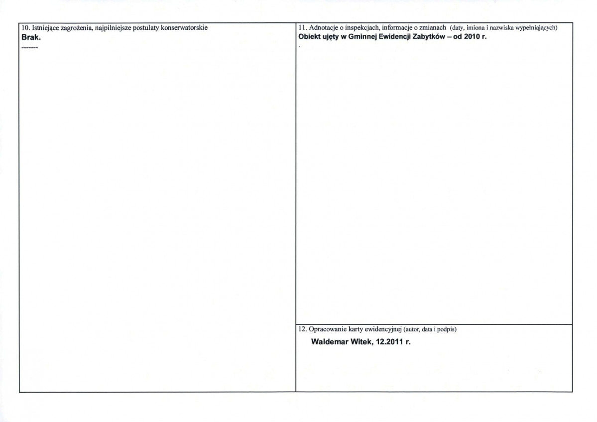 Karta obiektu niewpisanego do rejestru, skan nr 2