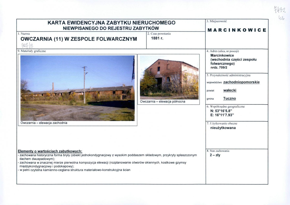 Karta obiektu niewpisanego do rejestru, skan nr 1