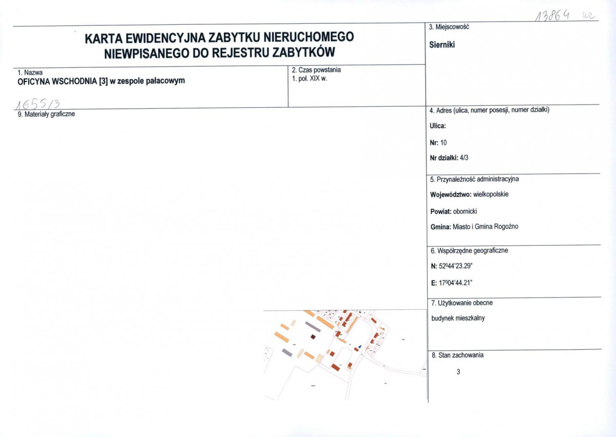 Karta obiektu niewpisanego do rejestru, skan nr 1