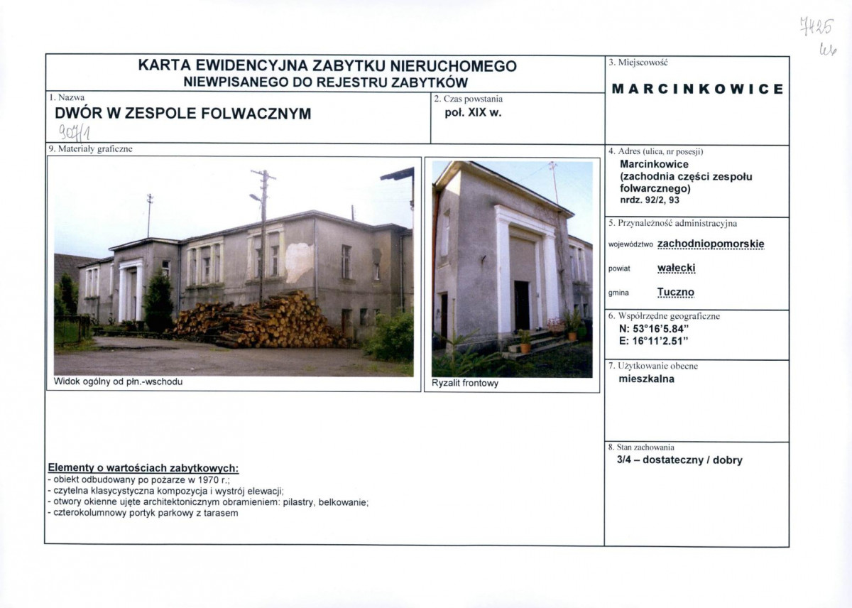 Karta obiektu niewpisanego do rejestru, skan nr 1