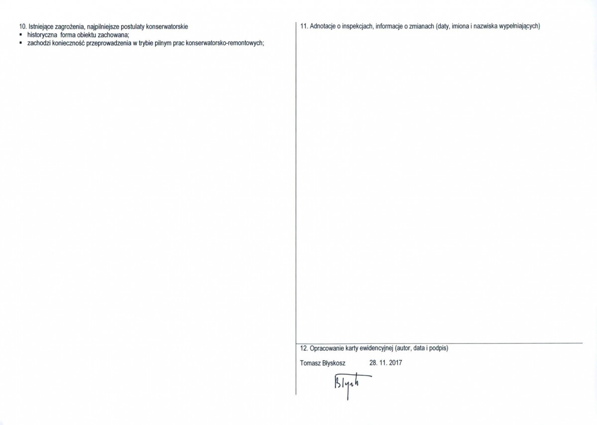 Karta obiektu niewpisanego do rejestru, skan nr 2