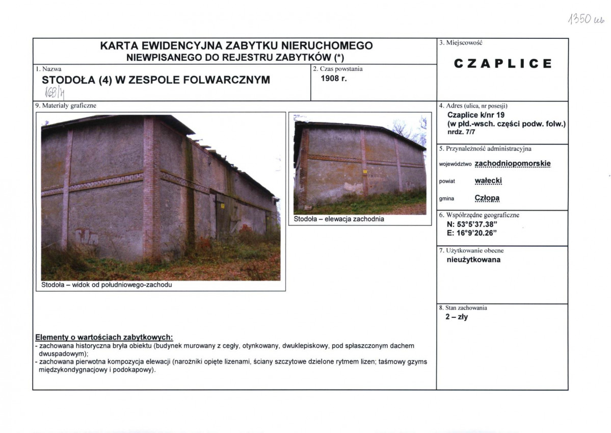 Karta obiektu niewpisanego do rejestru, skan nr 1