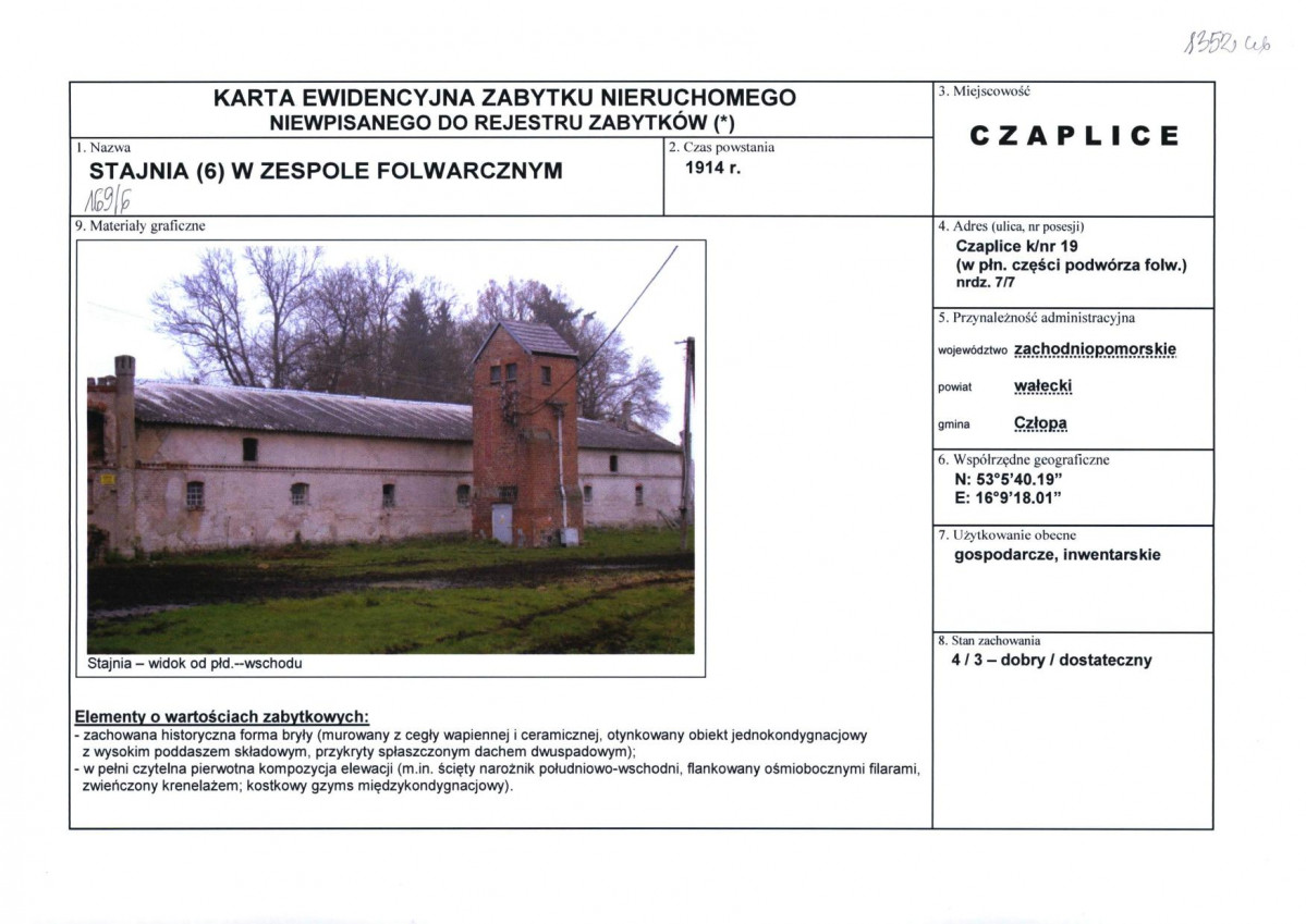Karta obiektu niewpisanego do rejestru, skan nr 1