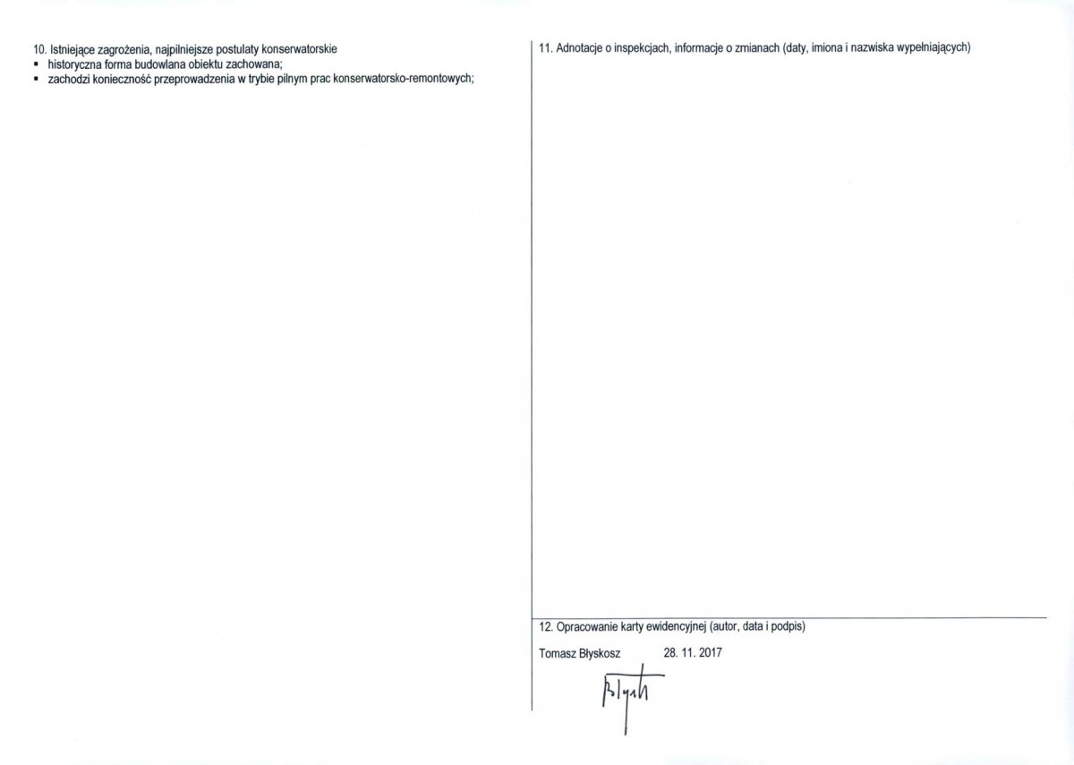 Karta obiektu niewpisanego do rejestru, skan nr 2