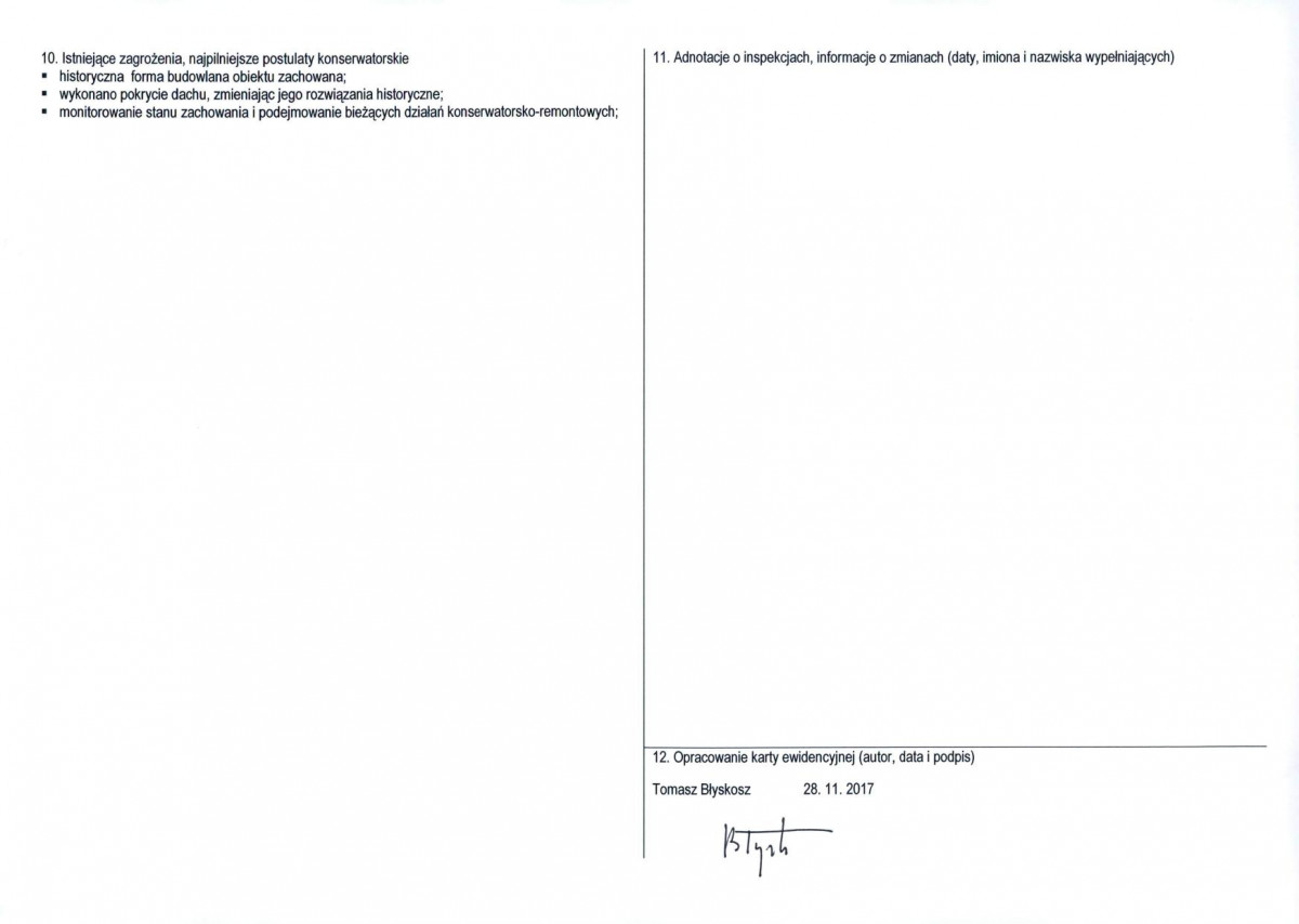 Karta obiektu niewpisanego do rejestru, skan nr 2