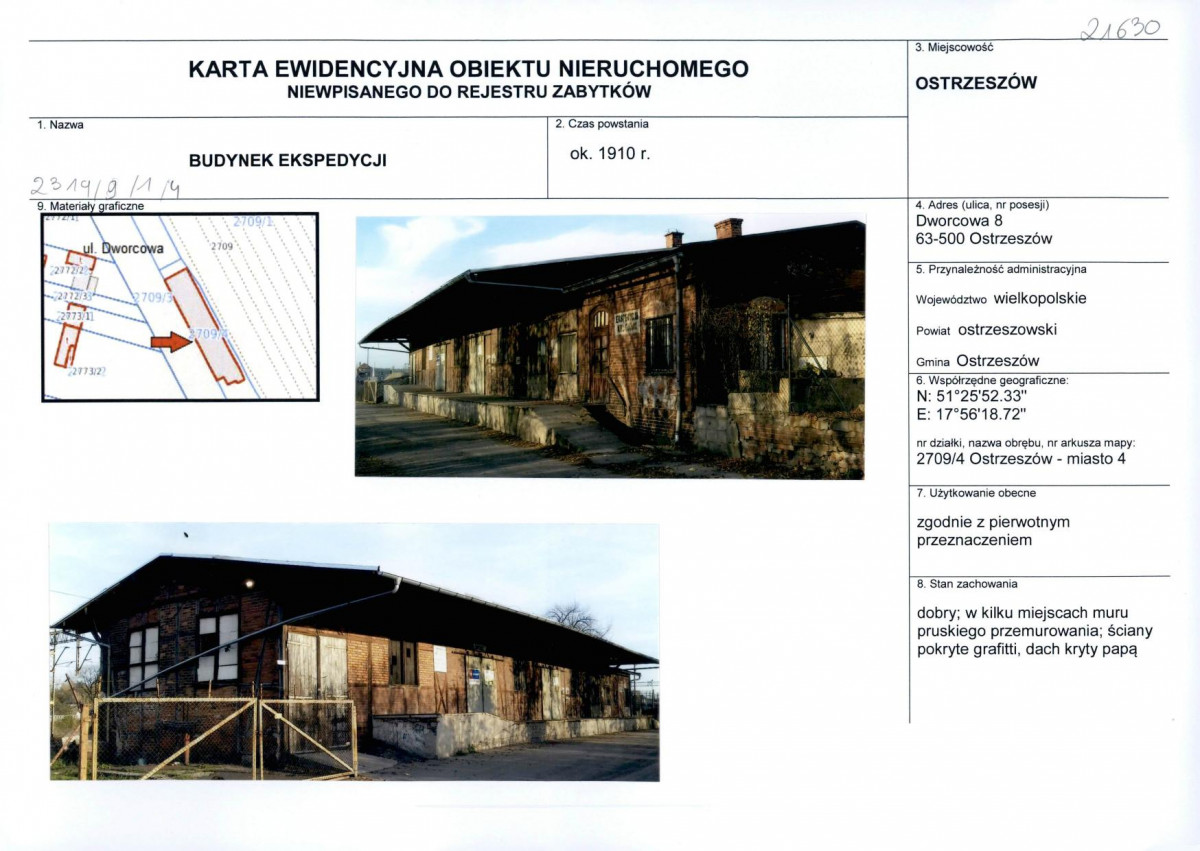 Karta obiektu niewpisanego do rejestru, skan nr 1