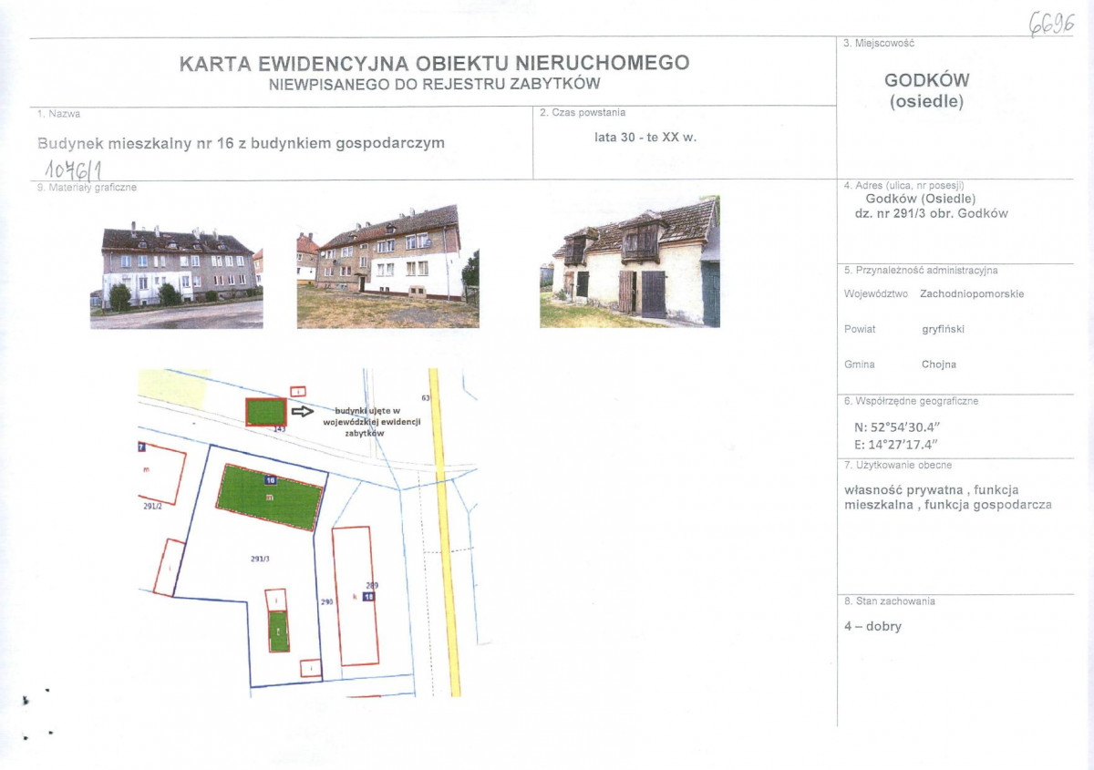 Karta obiektu niewpisanego do rejestru, skan nr 1