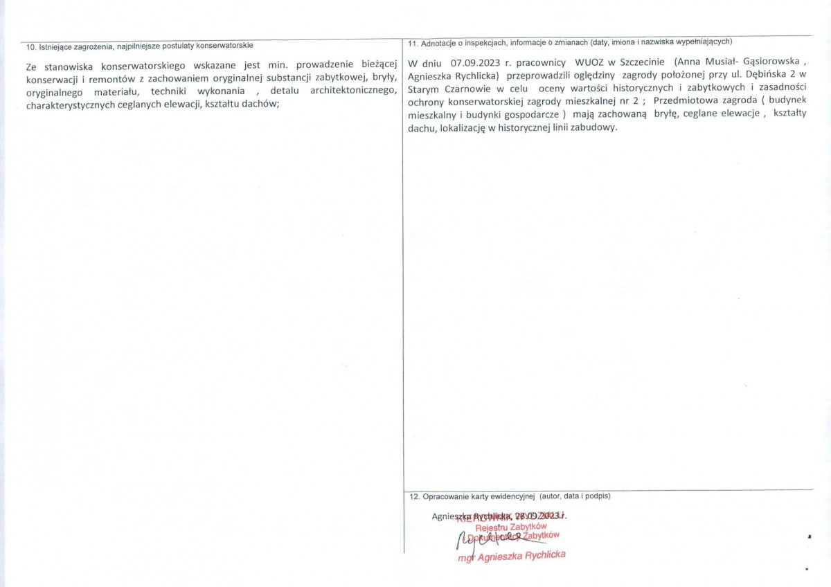 Karta obiektu niewpisanego do rejestru, skan nr 2