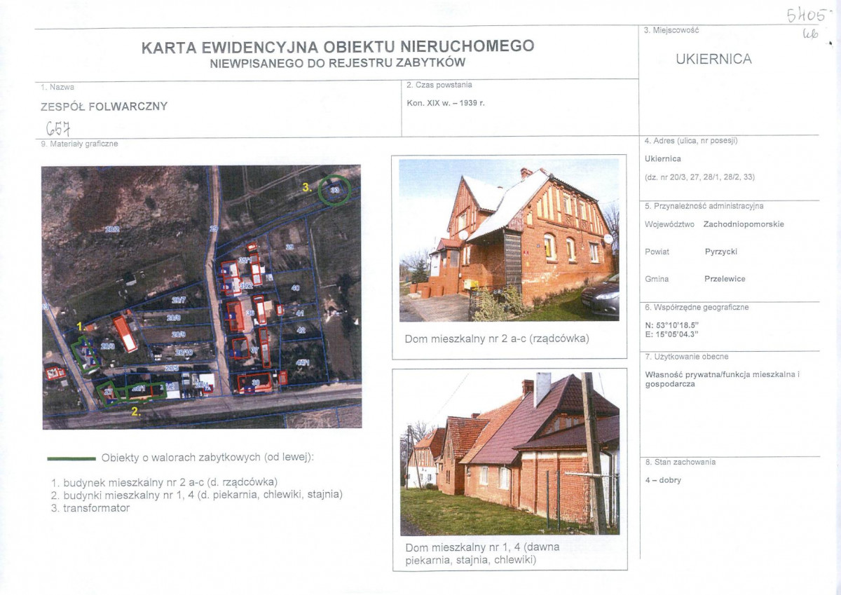 Karta obiektu niewpisanego do rejestru, skan nr 1