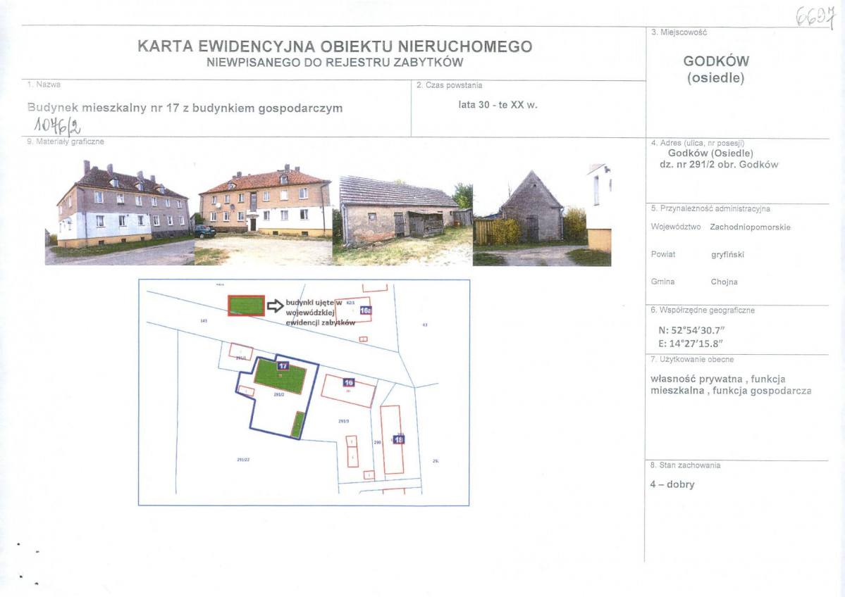 Karta obiektu niewpisanego do rejestru, skan nr 1