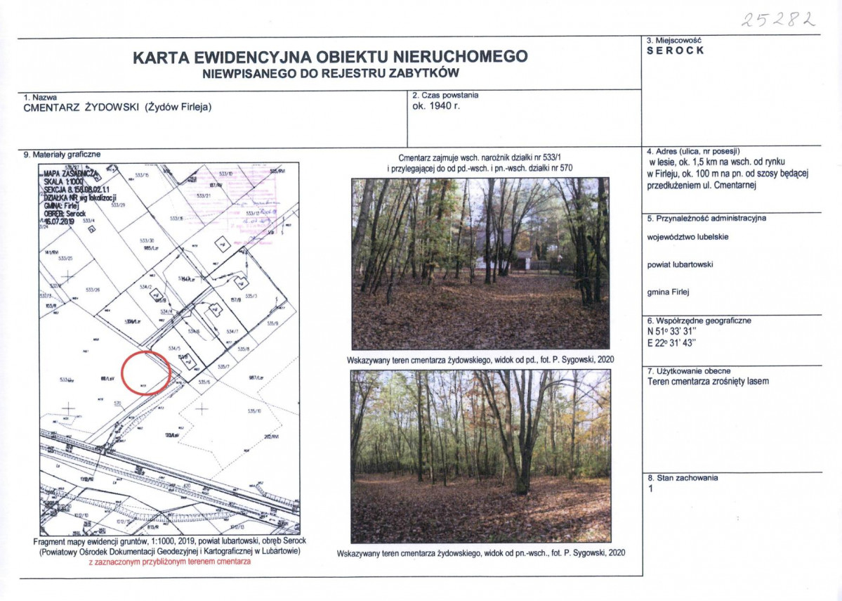 Karta obiektu niewpisanego do rejestru, skan nr 1