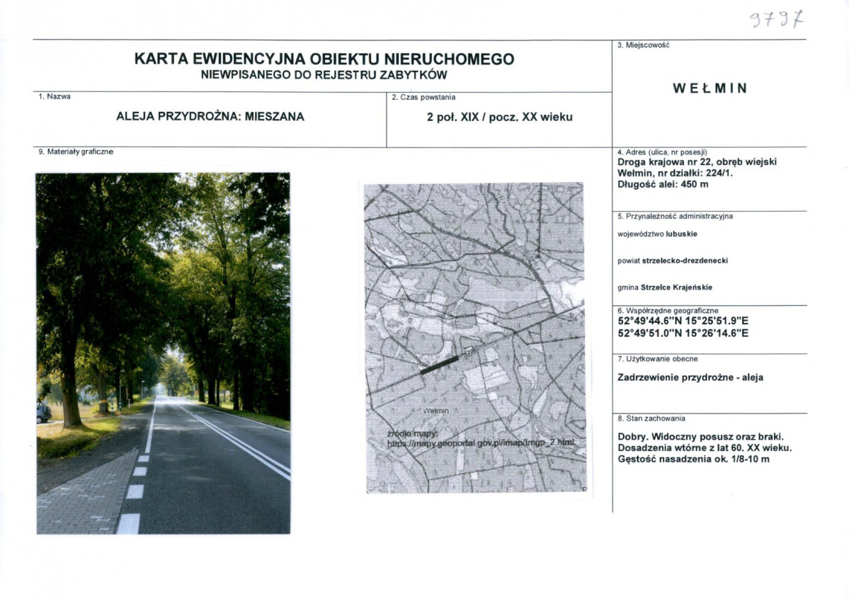 Karta obiektu niewpisanego do rejestru, skan nr 1