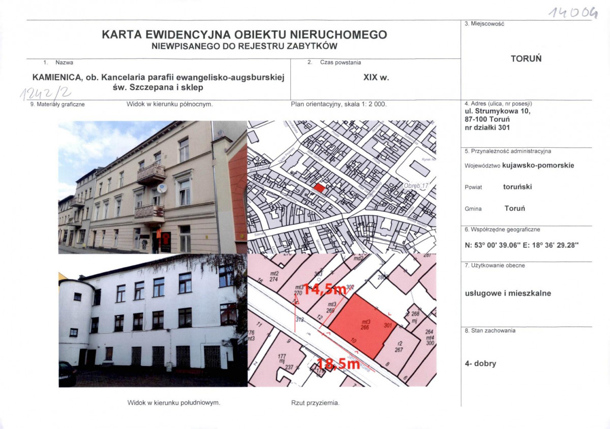 KEZN - Karta obiektu niewpisanego do rejestru, skan nr 1
