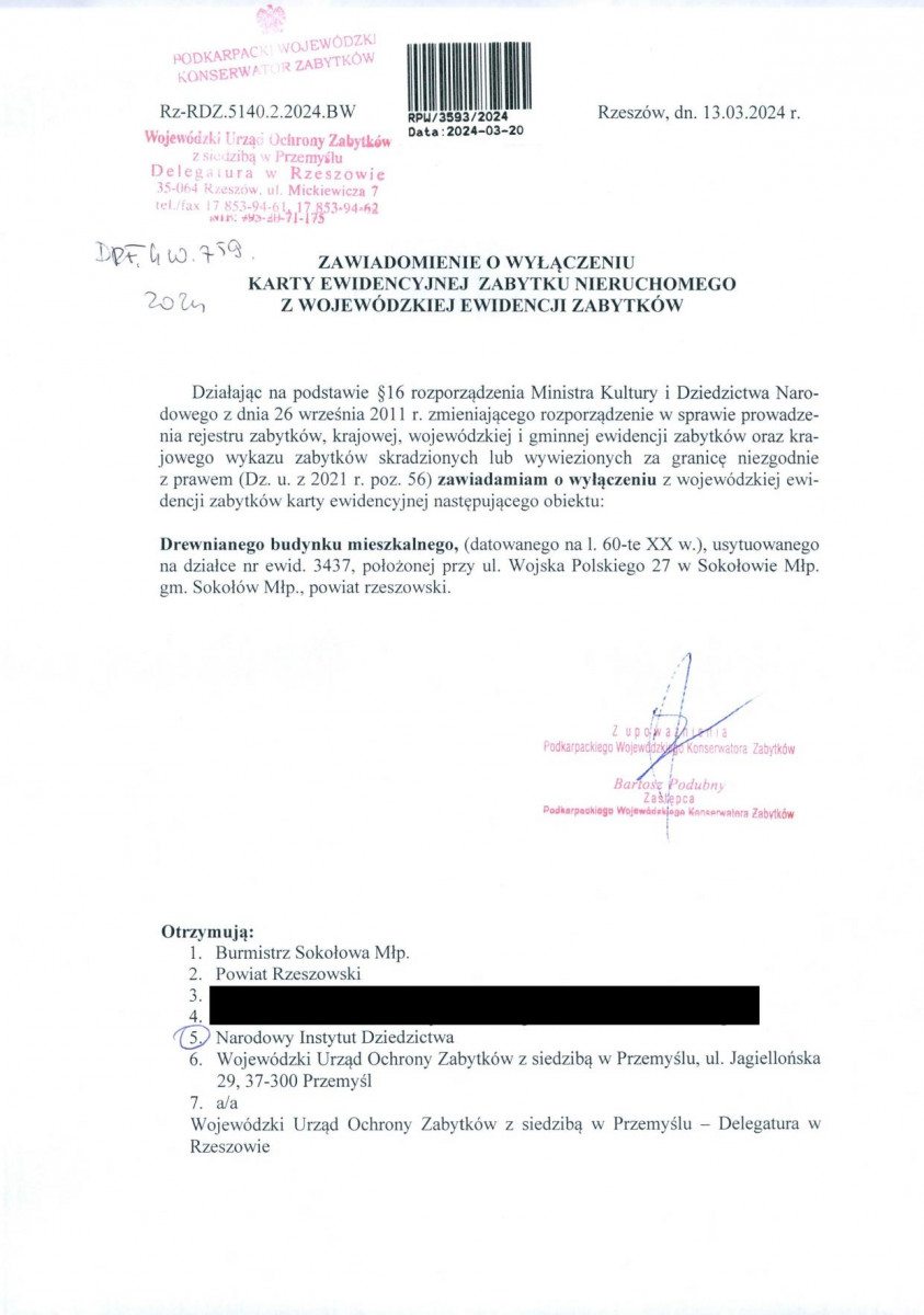 wyl - Wyłączenie z ewidencji, skan nr 1