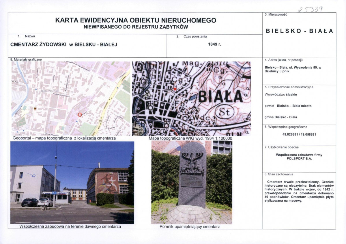 Karta obiektu niewpisanego do rejestru, skan nr 1
