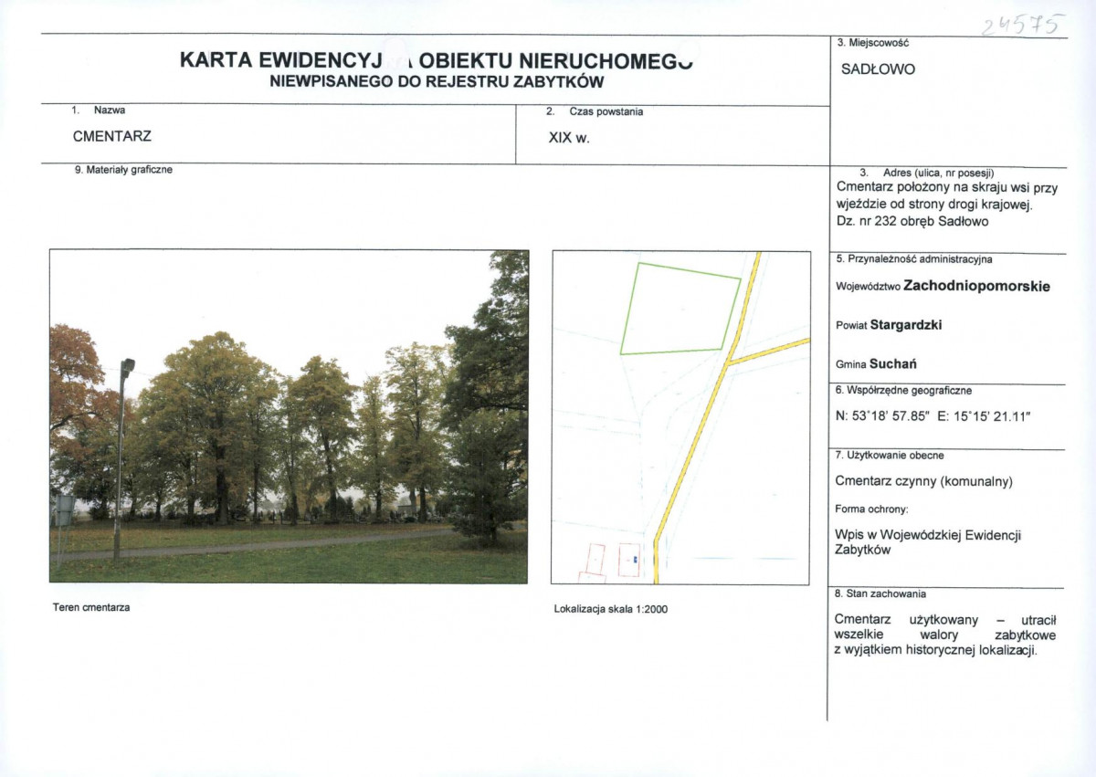 Karta obiektu niewpisanego do rejestru, skan nr 1
