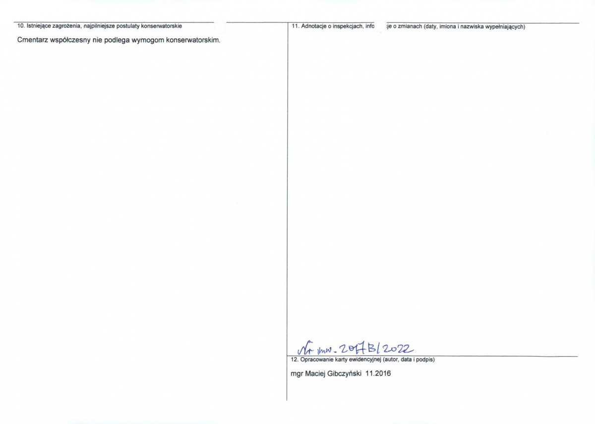 Karta obiektu niewpisanego do rejestru, skan nr 2